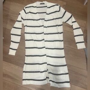 Doe & Rae Black and White Striped Cardigan